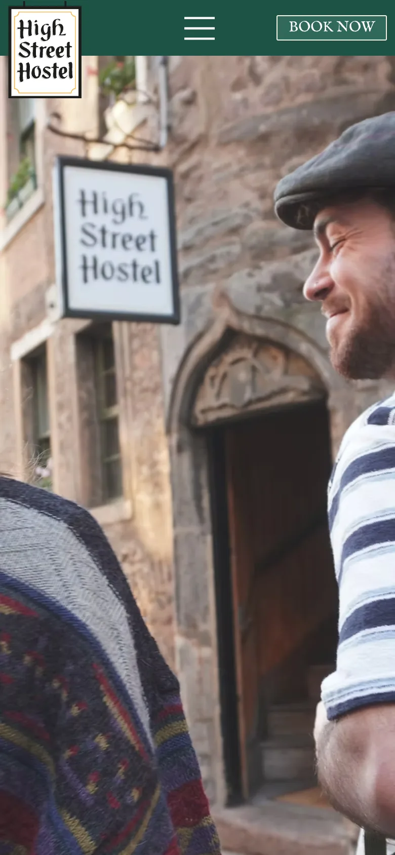High Street Hostel website on mobile