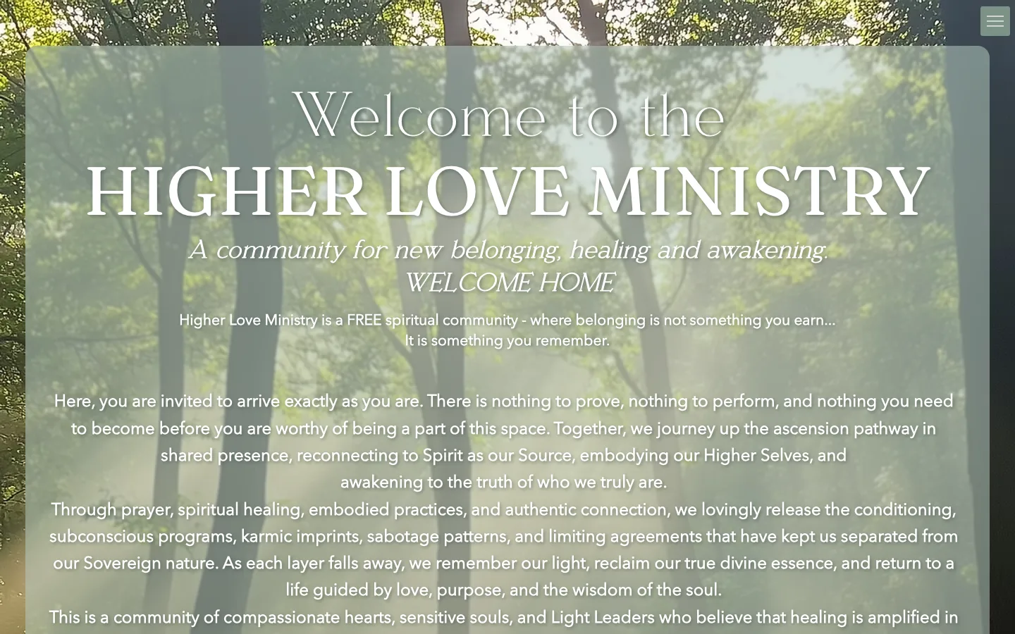 Higher Love Ministry website preview